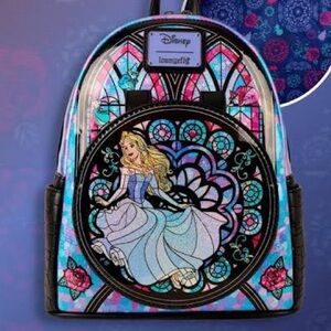 NWT Loungefly Disney Princess Stained Glass Aurora Sleeping Beauty Backpack